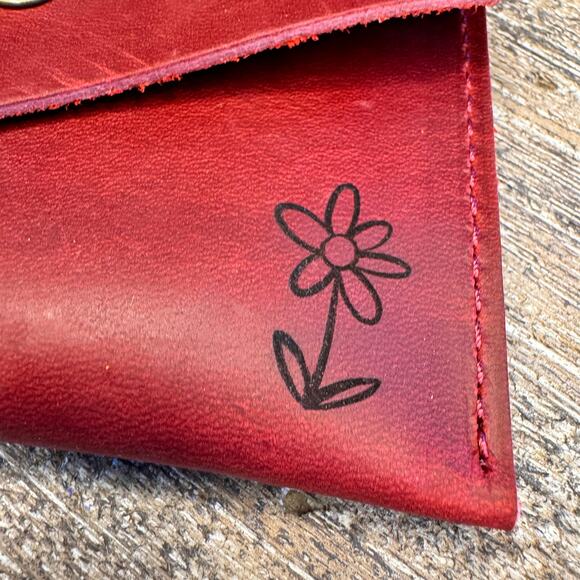 Genuine Leather Wallet DEEP RED Credit Card Holder Wallet NEW FAST SHIP - Picture 3 of 4